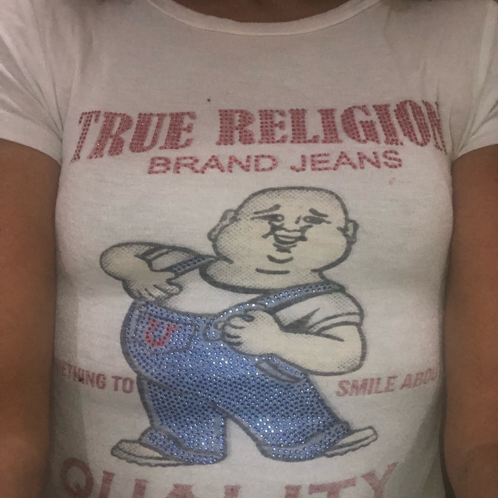 True religion vintage baby t bedazzled size xs - Picture 2 of 2